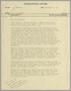 Primary view of object titled '[Letter from J. M. Schrum to I. H. Kempner, November 17, 1955]'.