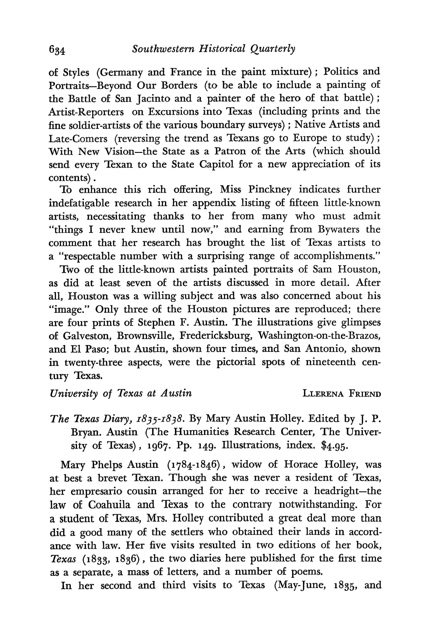 The Southwestern Historical Quarterly, Volume 71, July 1967 - April, 1968
                                                
                                                    634
                                                