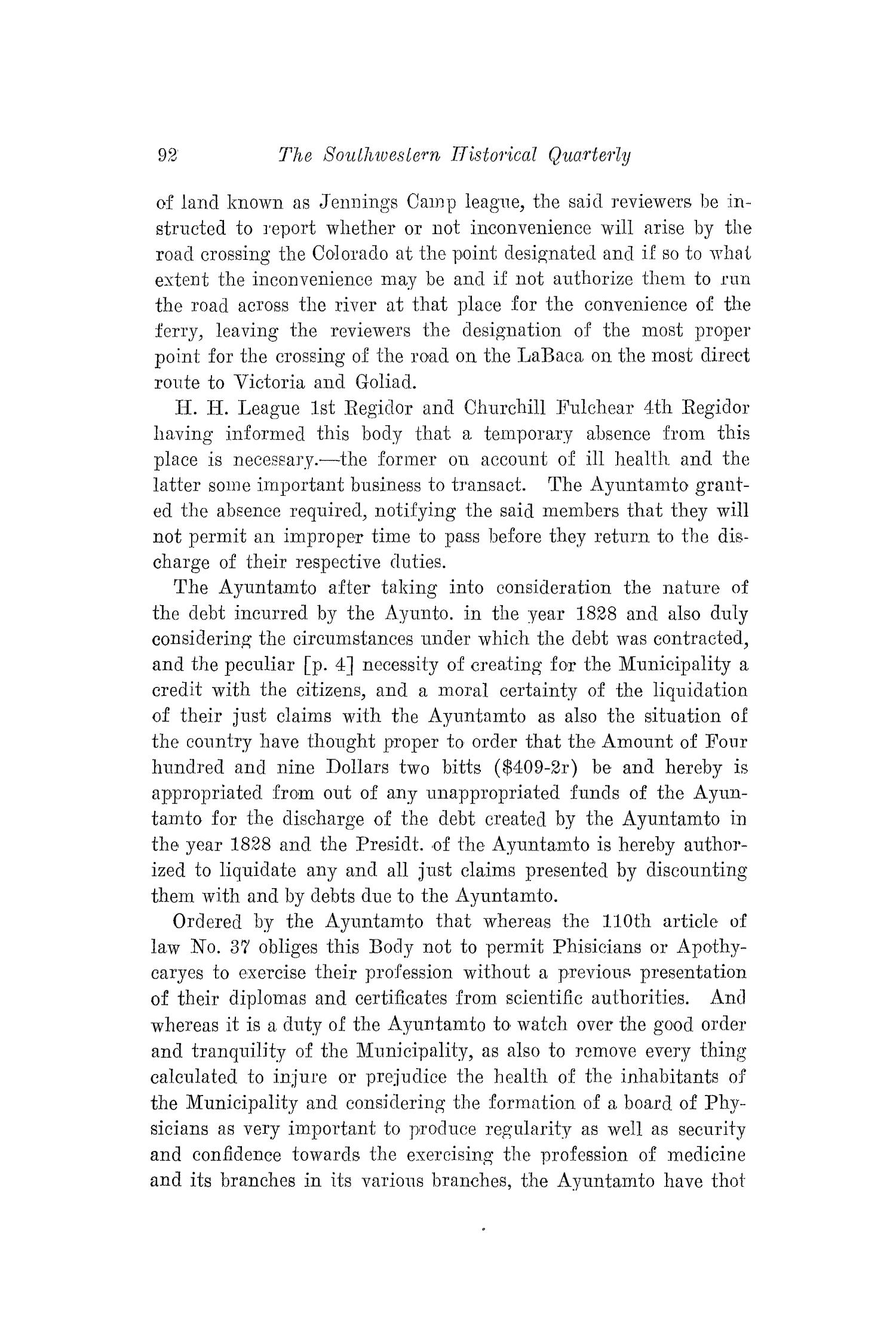 The Southwestern Historical Quarterly, Volume 22, July 1918 - April, 1919
                                                
                                                    92
                                                