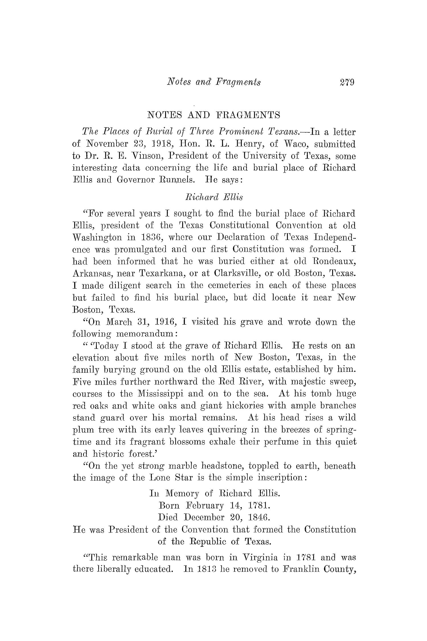 The Southwestern Historical Quarterly, Volume 22, July 1918 - April, 1919
                                                
                                                    279
                                                