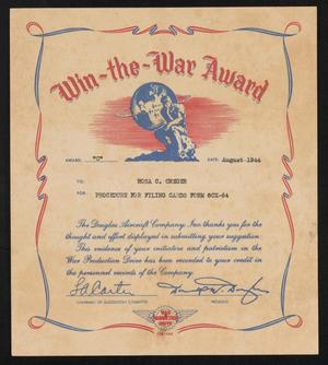 Primary view of object titled '[Win-the-War-Award Certificate]'.