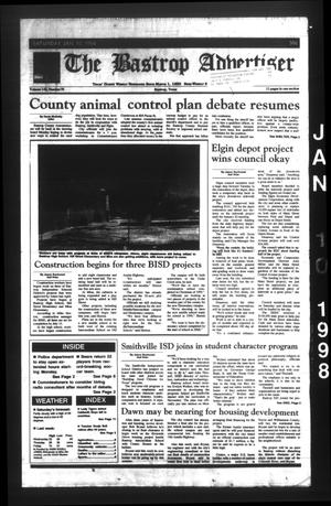 Primary view of object titled 'The Bastrop Advertiser (Bastrop, Tex.), Vol. 144, No. 91, Ed. 1 Saturday, January 10, 1998'.