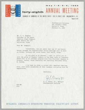 Primary view of object titled '[Letter from J. L. Craig, Jr. to I. H. Kempner, February 8, 1960]'.