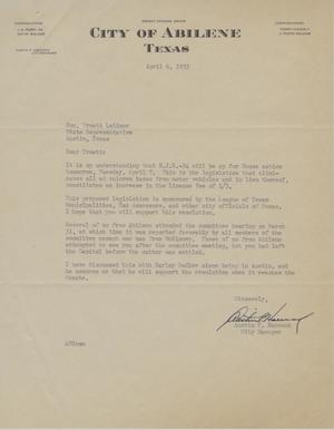 Primary view of object titled '[Letter from Austin P. Hancock to Truett Latimer, April 6, 1953]'.