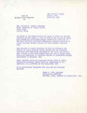 Primary view of object titled '[Letter from Frank R. Pitt to William E. Osborn, March 20, 1953]'.