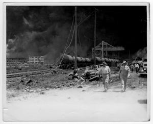 Primary view of object titled '[Tanker cars near the port after the 1947 Texas City Disaster]'.