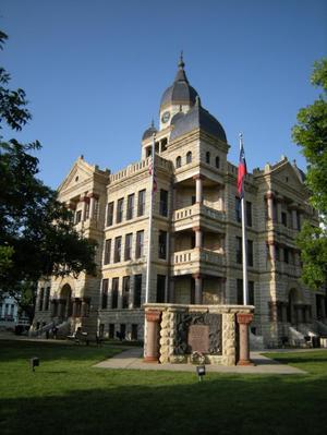 Primary view of object titled '[Southwest Corner of Denton County Courthouse]'.