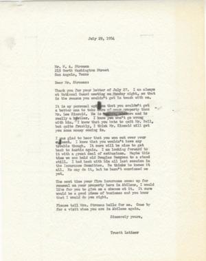 Primary view of object titled '[Letter from Truett Latimer to W. A. Stroman, July 29, 1954]'.