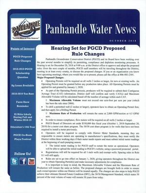 Primary view of object titled 'Panhandle Water News, October 2018'.