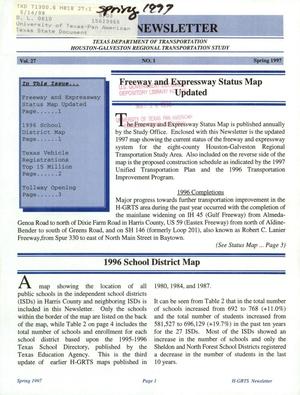 Primary view of object titled 'H-GRTS Newsletter, Volume 27, Number 1, Spring 1997'.