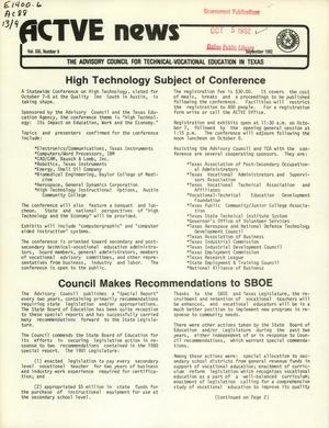 Primary view of object titled 'ACTVE News, Volume 13, Number 9, September 1982'.
