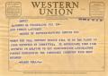 Thumbnail image of item number 1 in: '[Telegram from Frank Bell, April 14, 1955]'.