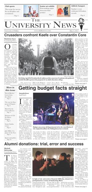 Primary view of object titled 'The University News (Irving, Tex.), Vol. 42, No. 24, Ed. 1 Wednesday, May 3, 2017'.