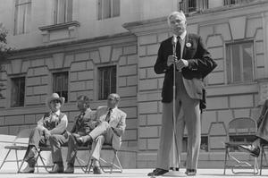 Primary view of object titled '[Man Speaking at Republican Party Rally at the University of Texas]'.