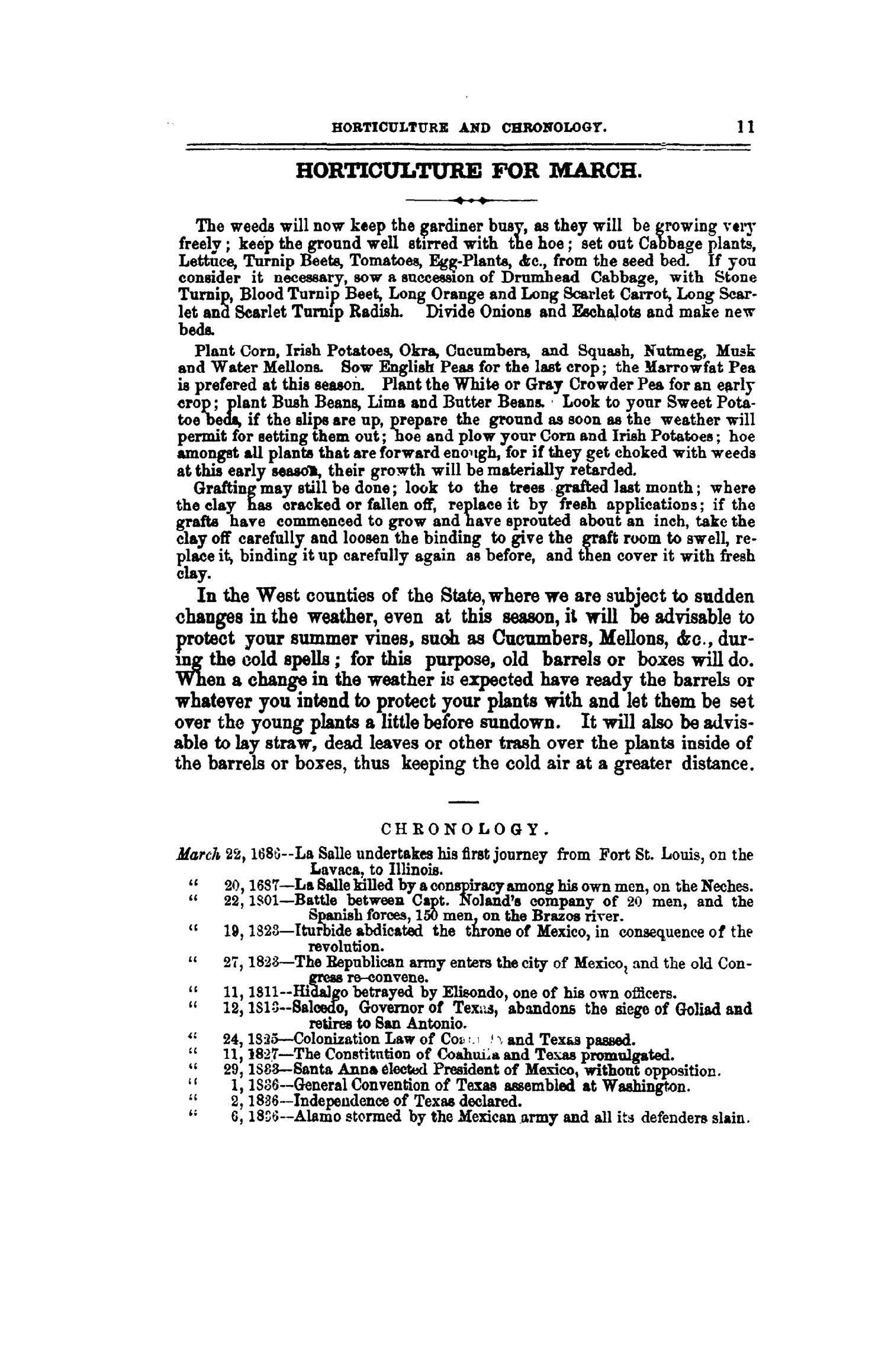 The Texas Almanac, for 1857, with Statistics, Historical and Biographical Sketches, &c., Relating to Texas.
                                                
                                                    11
                                                