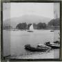 Photograph: Glass Slide of Rowboats and Sailboats on Mountain Lake