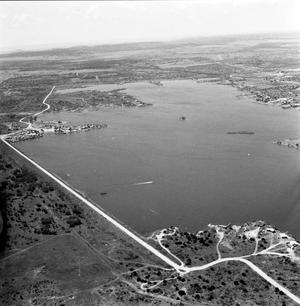 Primary view of object titled 'Aerial Photograph of the Oak Creek Power Plant and Lake (San Angelo, TX)'.