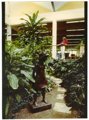 Primary view of object titled 'Statue of a Girl in the Atrium at the Denton Public Library'.