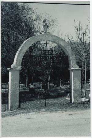 Primary view of object titled '[Gate of Maria de la Luz Cemetery]'.