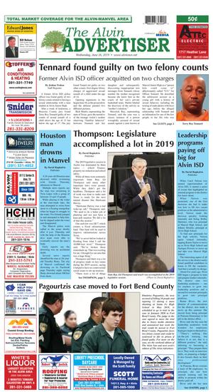 Primary view of object titled 'The Alvin Advertiser (Alvin, Tex.), Ed. 1 Wednesday, June 26, 2019'.
