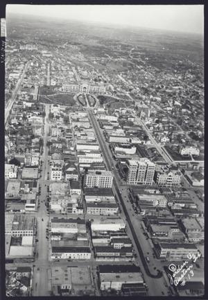 Primary view of object titled 'Aerial view of downtown Austin'.