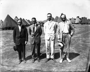 Primary view of object titled '[Four men at Camp Mabry]'.