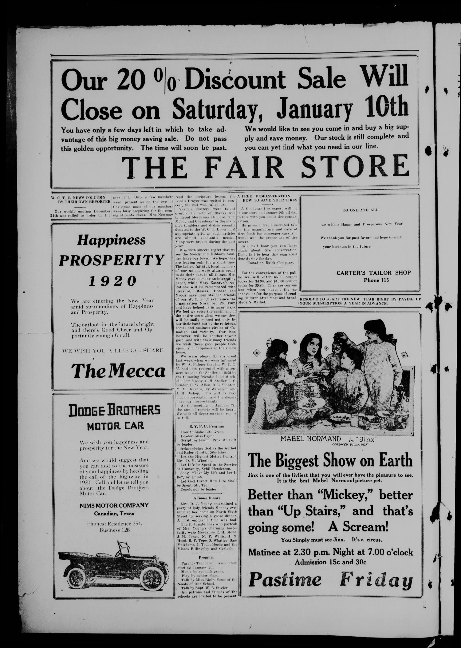 The Canadian Record (Canadian, Tex.), Vol. 27, No. 13, Ed. 1  Thursday, January 1, 1920
                                                
                                                    [Sequence #]: 2 of 8
                                                