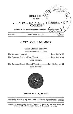 Primary view of object titled 'Catalog of John Tarleton Agricultural College, Summer Session, 1927'.