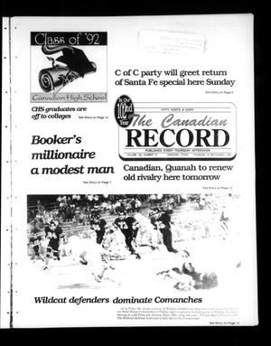 Primary view of object titled 'The Canadian Record (Canadian, Tex.), Vol. 102, No. 37, Ed. 1 Thursday, September 10, 1992'.