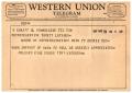 Primary view of [Telegram from Wilkies Fine Foods, April 23, 1957]