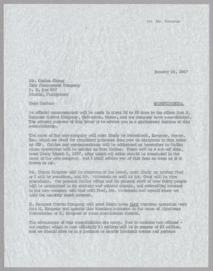 Primary view of object titled '[Letter from Carlos Cheng to George Perutz, January 26, 1967]'.
