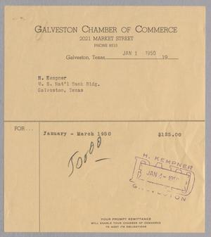 Primary view of object titled '[Invoice for Fees From Galveston Chamber of Commerce, January 1950]'.