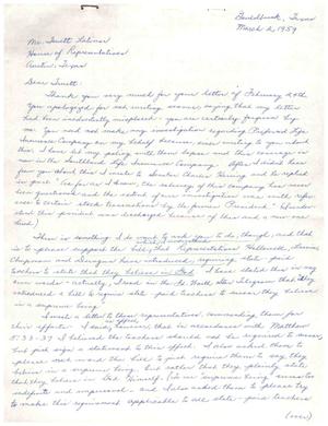 Primary view of object titled '[Letter from Helen Griffith to Truett Latimer, March 2, 1959]'.