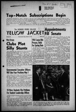 Primary view of object titled 'The Howard Payne College Yellow Jacket (Brownwood, Tex.), Vol. 48, No. 23, Ed. 1  Friday, March 17, 1961'.