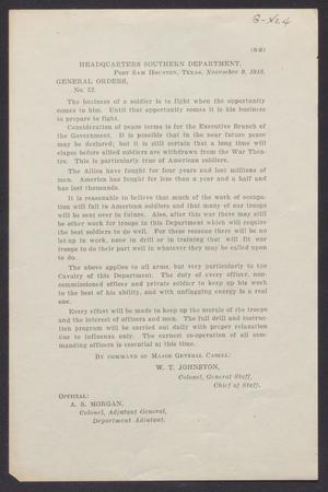 Primary view of object titled '[Fort Sam Houston General Orders 52]'.
