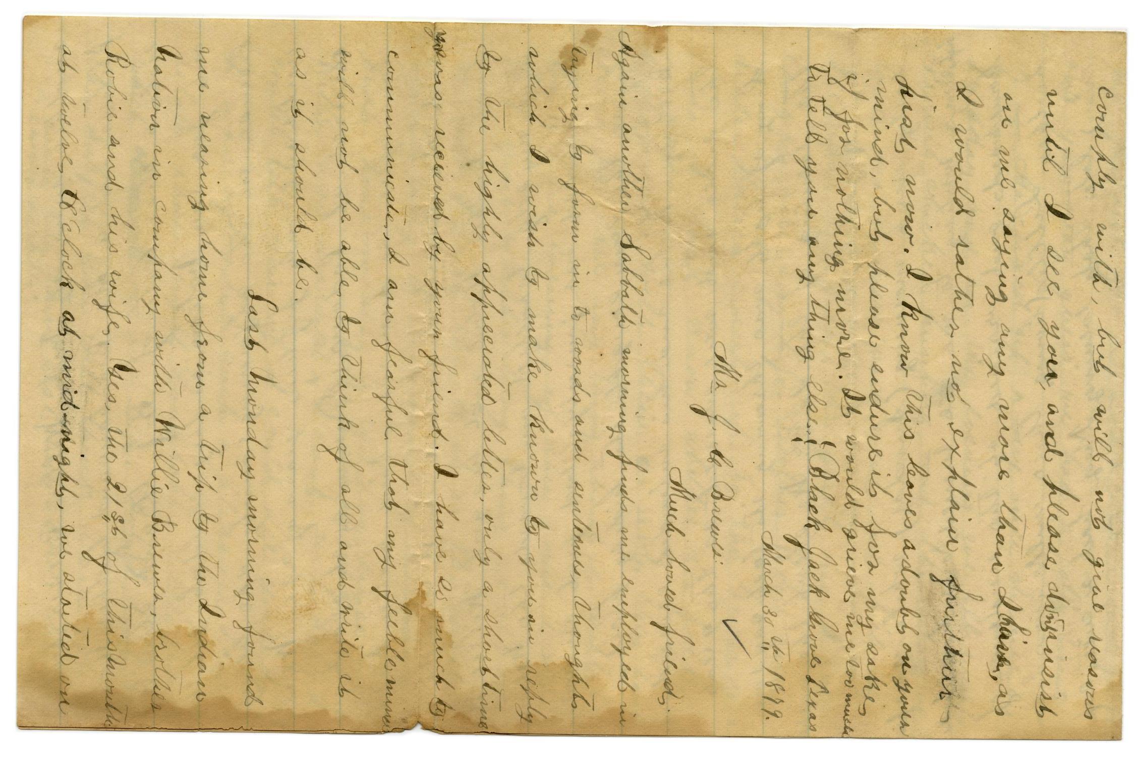 [Letter from Emma Davis to John C. Brewer, March 30, 1879]
                                                
                                                    [Sequence #]: 1 of 6
                                                