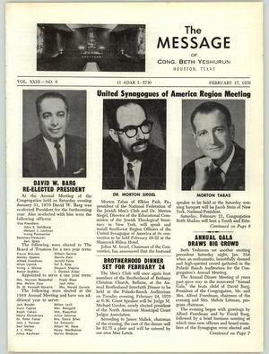 Primary view of object titled 'The Message, Volume 23, Number 6, February 17, 1970'.