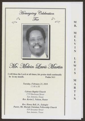 Primary view of object titled '[Funeral Program for Mr. Melvin Lewis Martin, February 23, 2010]'.