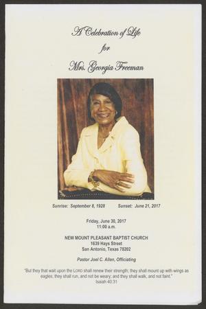 Primary view of object titled '[Funeral Program for Mrs. Georgia Freeman, June 30, 2017]'.