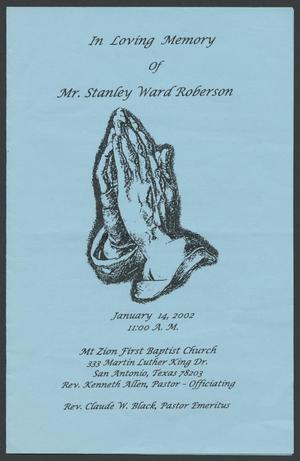 Primary view of object titled '[Funeral Program for Mr. Stanley Ward Roberson, January 14, 2002]'.