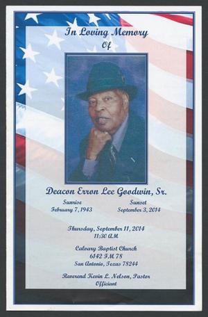 Primary view of object titled '[Funeral Program for Deacon Erron Lee Goodwin, Sr., September 11, 2014]'.