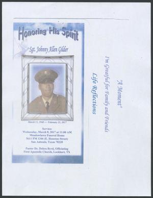 Primary view of object titled '[Funeral Program for Sgt. Johnny Allen Gilder, March 8, 2017]'.