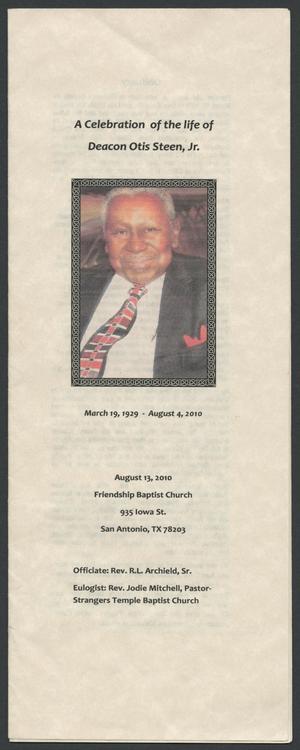 Primary view of object titled '[Funeral Program for Otis Steen, Jr., August 13, 2010]'.