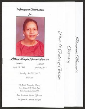Primary view of object titled '[Funeral Program for Lillian Vaughn Russell Harris, April 22, 2017]'.