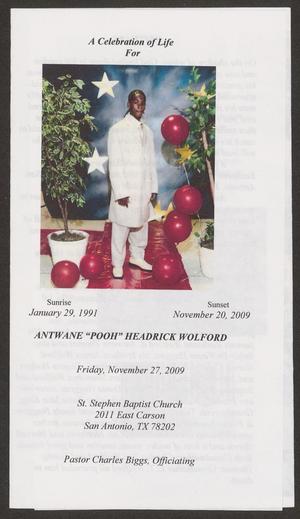 Primary view of object titled '[Funeral Program for Antwane Headrick Wolford, November 27, 2009]'.