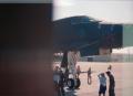 Photograph: [Obscured View of B-1 Bomber at Airshow (negative)]
