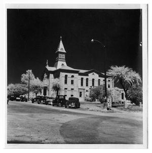 Primary view of object titled '[Cars Parked Outside Courthouse]'.