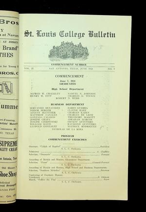 Primary view of object titled 'St. Louis College Bulletin (San Antonio, Tex.), Vol. 2, No. 9, Ed. 1, June 1921'.