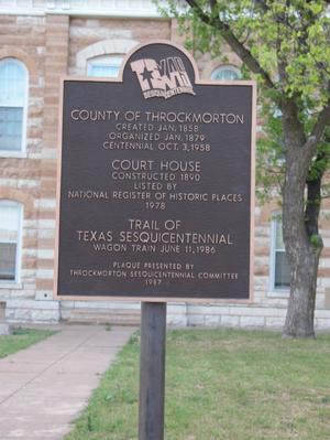 Primary view of object titled '[Plaque in Throckmorton County]'.