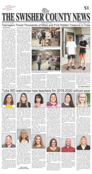 Primary view of object titled 'The Swisher County News (Tulia, Tex.), Vol. 11, No. 34, Ed. 1 Thursday, August 15, 2019'.